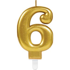 Verjaardag Kaars 6 jaar- Goud 7.5 cm Verjaardag Kaars 6 jaar- Goud 7.5 cm